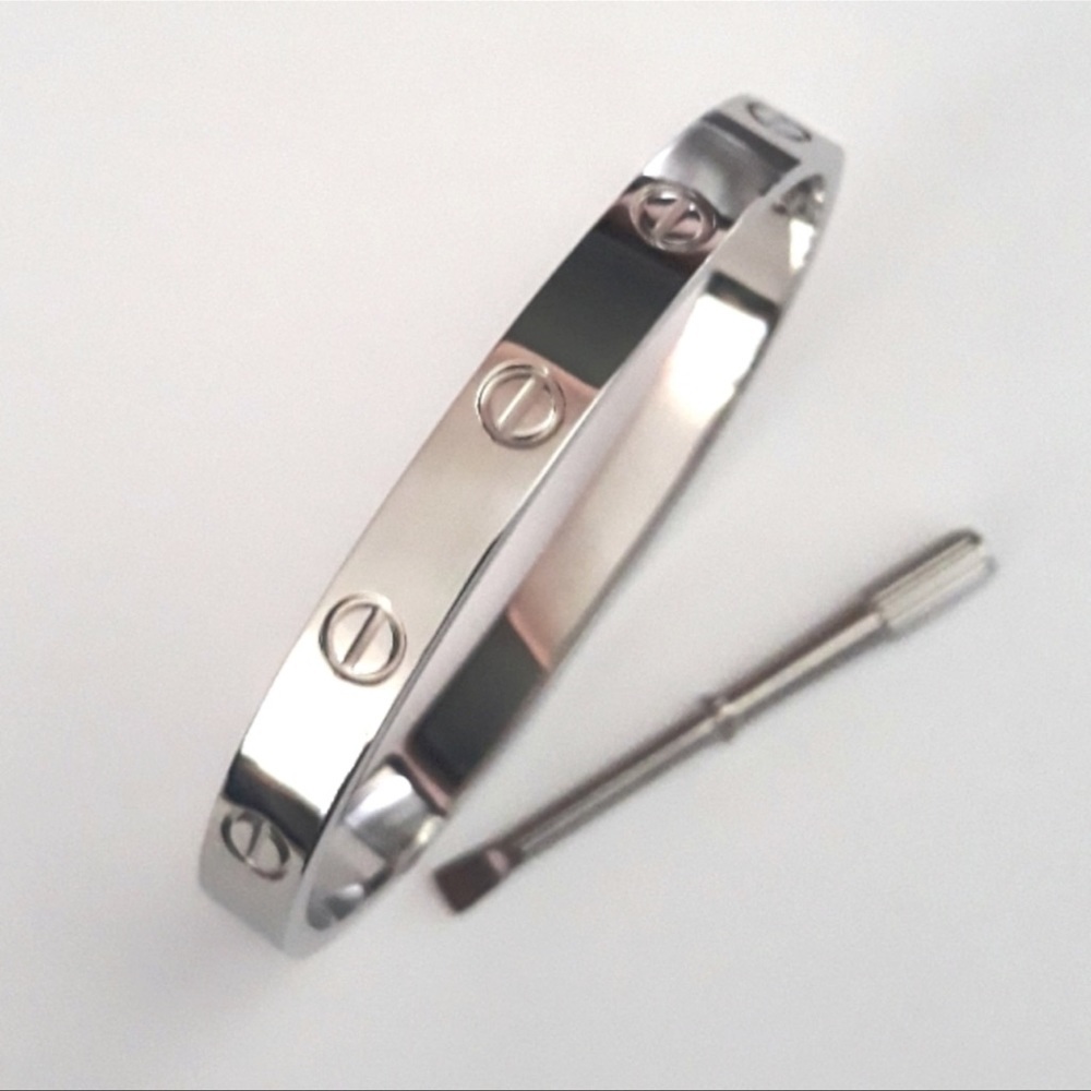Generic Stainless Steel Screw Cuff Bangle Bracelet with Screwdriver in Silver - Picture 3 of 8